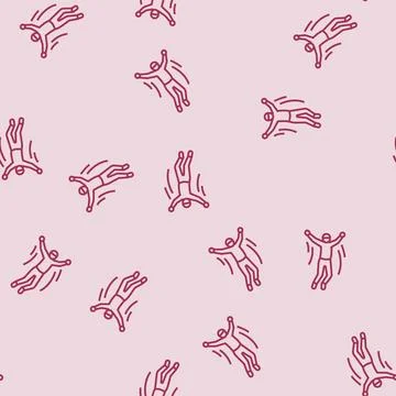 Boy jumping line seamless pattern 스톡 일러스트