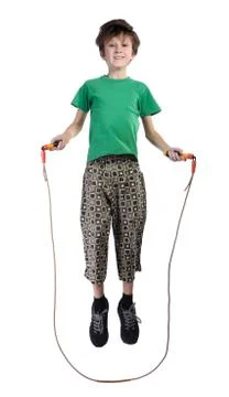 The boy jumping rope, isolated Stock Photos