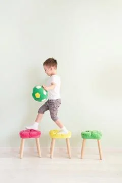 Boy jumping, running Stock Photos