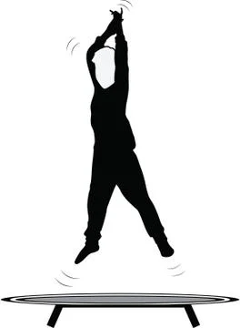 Boy jumping trampoline Stock Illustration