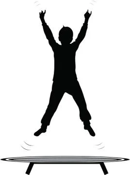 Boy jumping trampoline Illustrazione stock
