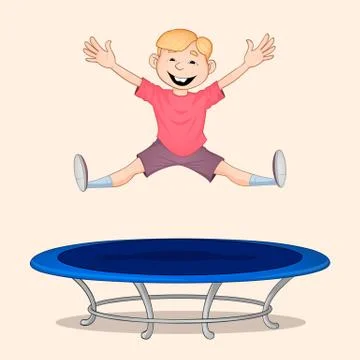 Boy jumping on trampoline Illustration