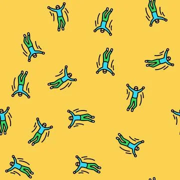 Boy jumping vector seamless pattern 스톡 일러스트