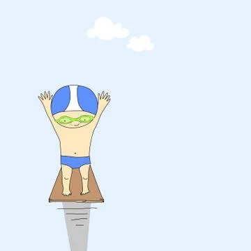 Boy jumping in the water Stock Illustration