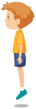 A boy jumping on white background Stock Illustration