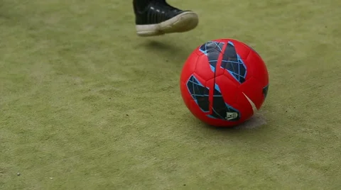 Boy kicking soccer ball Stock Footage 40471628