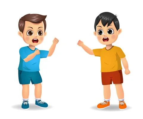 Boy kid get angry with her friend vector Stock Illustration