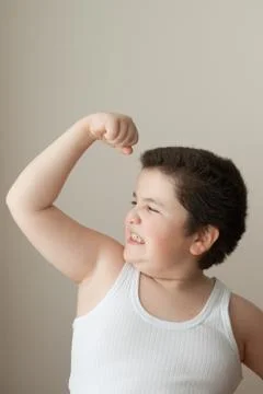 Boy  kid  strength  training muscle  sport  thick  powerful exercise fat  ves Stock Photos
