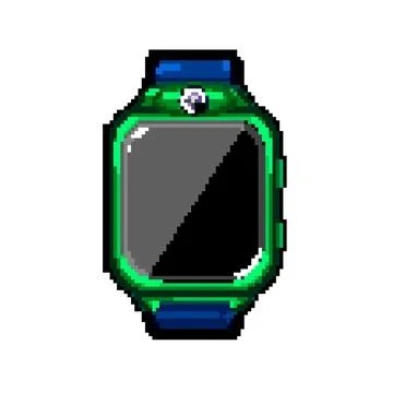 Boy kid watch time pixel art vector illustration Stock Illustration
