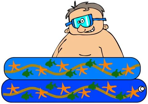Boy in a kiddie pool Stock Illustration