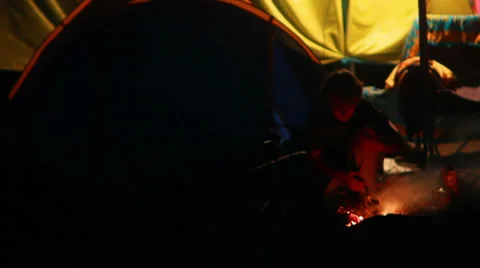 Boy Kindles Fire Stock Footage 27265168