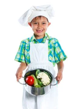 Boy kitchener in chef's hat Fotos Stock