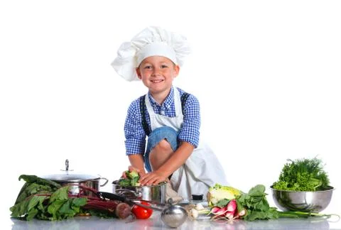 Boy kitchener in chef's hat 写真素材