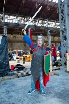 The boy is a knight. Foto stock