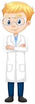 Boy in lab gown on isolated background 스톡 일러스트