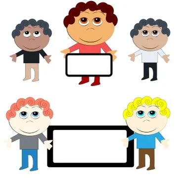 Boy with label on white background Stock Illustration