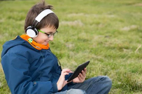 Boy with a laptop Foto stock