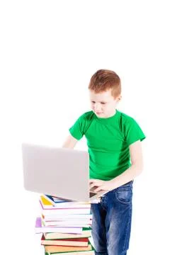Boy with laptop Stock Photos