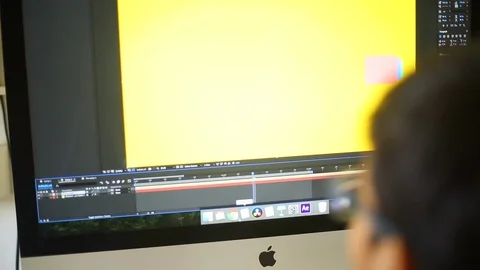 Boy learning adobe after effect software, Closeup Stock Footage 129950874