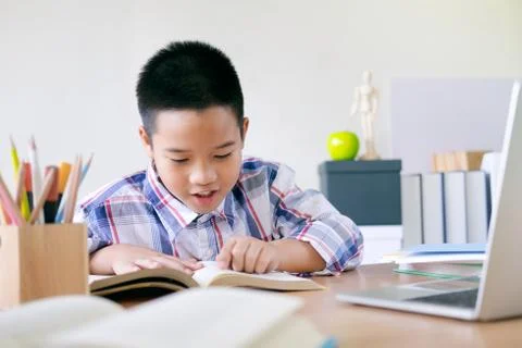 The  boy is learning in classroom. Education concept. Stock Photos
