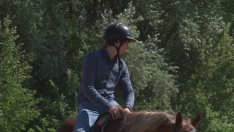Boy learns horse riding Stock Footage 76224122