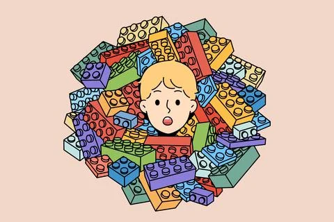 Boy with Lego constructor Stock Illustration