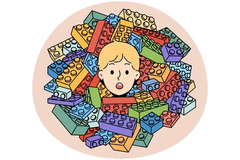 Boy with Lego constructor Stock Illustration