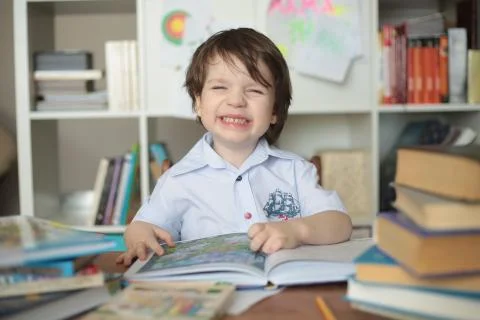 Boy in library Stock Photos