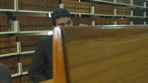 Boy at library,tensed,tired 4k Stock Footage 124490751