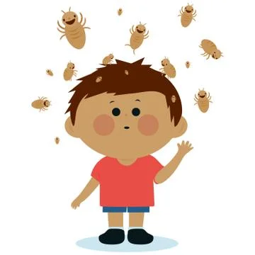 Boy with lice on his head. Stock Illustration