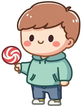 Boy with Lollipop Illustrazione stock