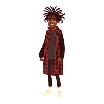 Boy with long dreadlocks fashionable clothes, young culture, vector design Illustrazione stock