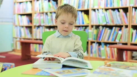 Boy looking at a book Stock Footage 210562841