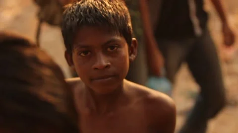 Boy looking at camera and smiling Stock Footage 53101440