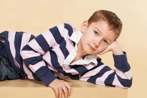 Boy looking into camera. Foto stock