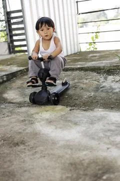 Boy Is Looking Into The Camera 스톡 사진