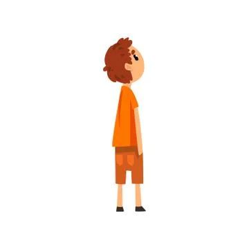 Boy looking forward to something, side view vector Illustration on a white Stock Illustration