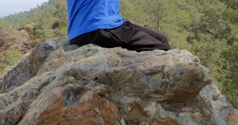 Boy looking at the mountains Stock Footage 90175508