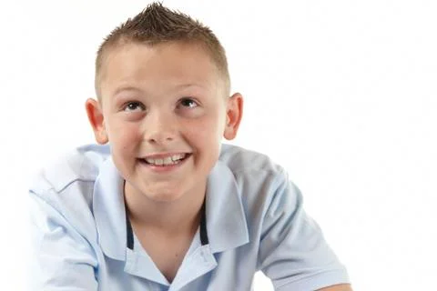 Boy looking up Stock-Fotos