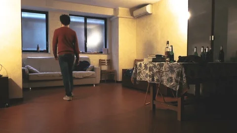 Boy Looking for Something in a Room Video stock 87203926