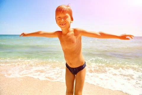 Boy looks into the camera Stock Photos