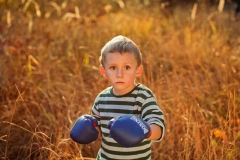 The boy looks at the camera Stock Photos