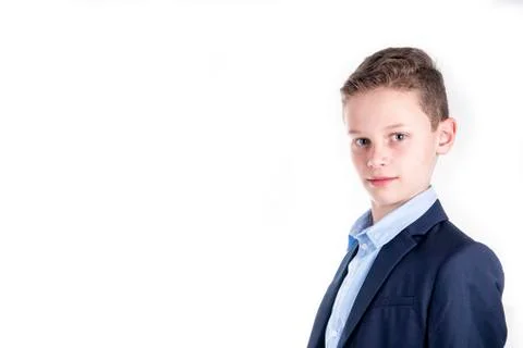 Boy looks friendly into the camera with text space Stock Photos