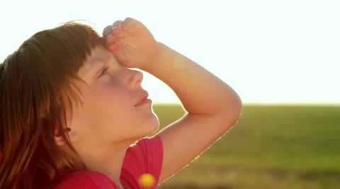 Boy looks at the sky, the boy closely watching the sky Stock Footage 24894540
