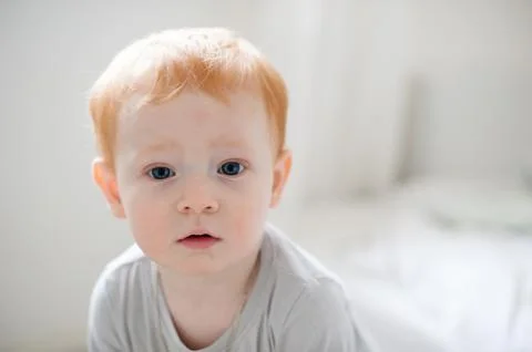 The boy looks surprised Stock Photos