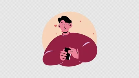 Boy in love animation video with alpha channel Stock After Effects