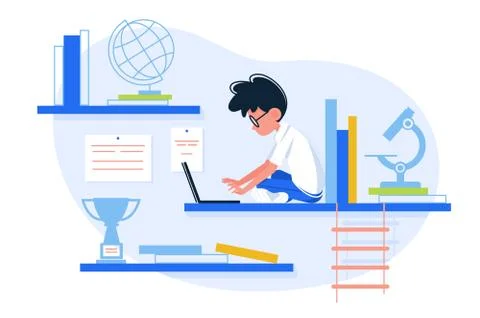 Boy loves to learn Stock Illustration