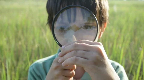 The boy with a magnifier Stock-Footage 855463