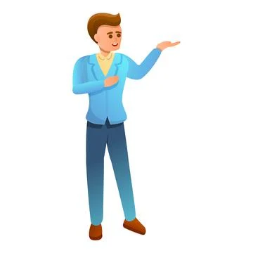 Boy make excursion icon, cartoon style Stock Illustration