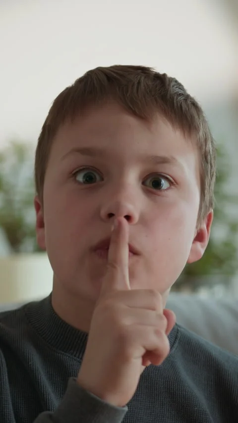 Boy Makes Shush Gesture 库存影片 335477012